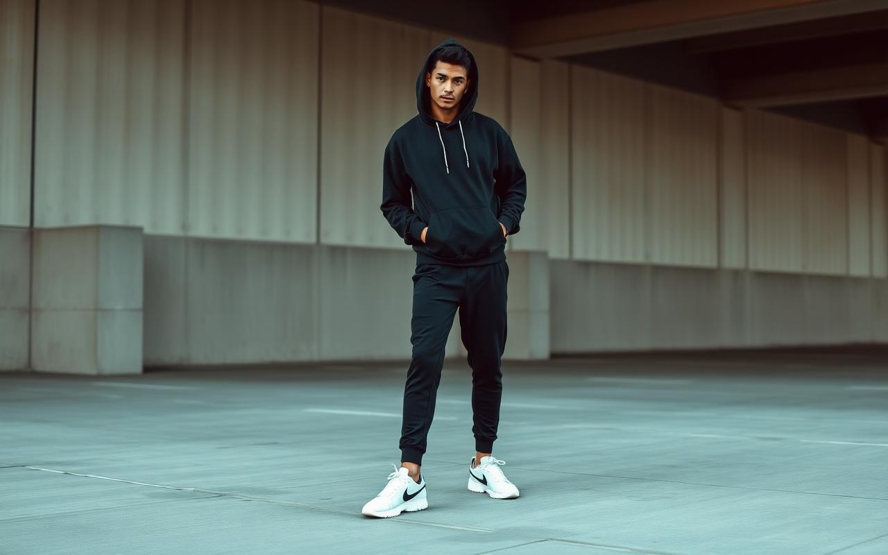 Streetwear fitness em ambiente urbano