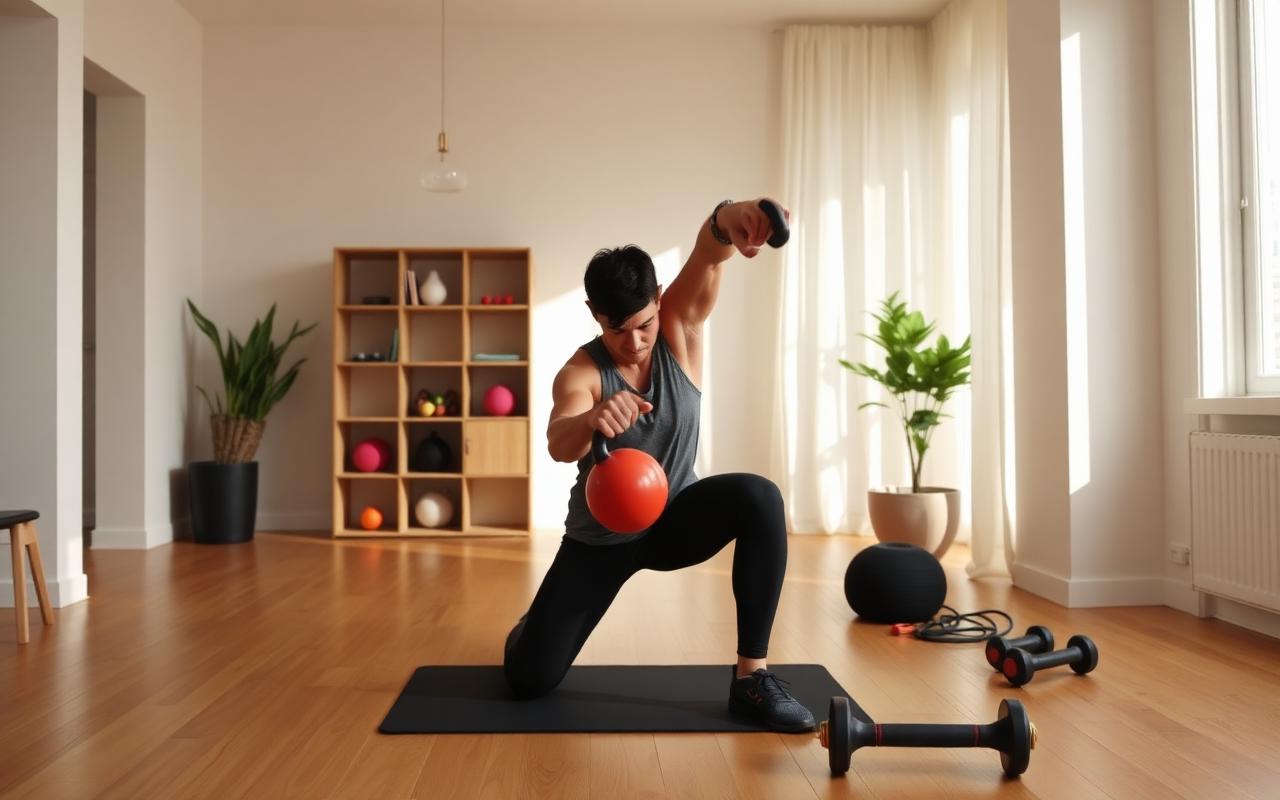 Treino funcional em casa com kettlebell